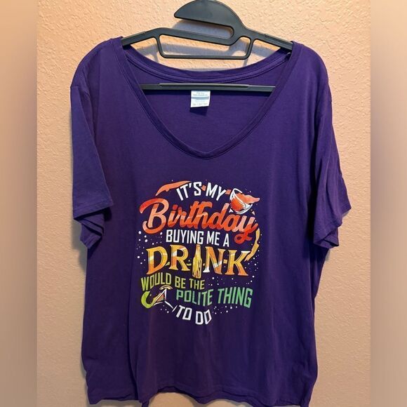 Womens It's My Birthday Buy Me A Drink Drinking Party Wine Gift V-Neck T-Shirt - Picture 2 of 8